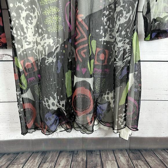 Parsley Sage Shirt Top Womens Large Multicolor Mesh Layered Geometric 80s Tunic - Picture 2 of 13